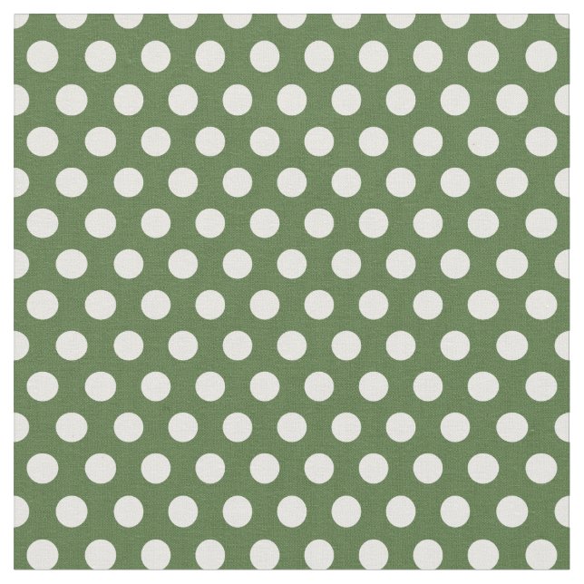 Moss Green Polka Dots Fabric (Close Up)