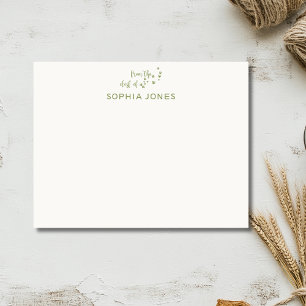 Moss Green Rustic Paw Print Stationery Note Card