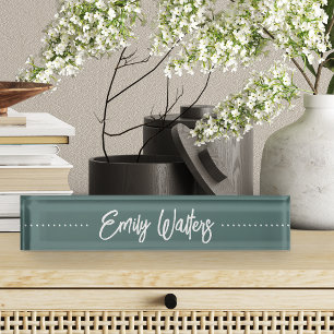 Moss Green Sketched Cursive Script Nameplate