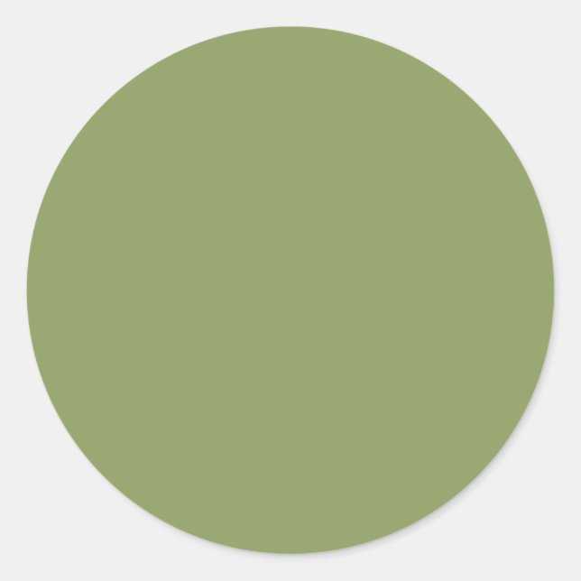 Moss Green Solid Colour Classic Round Sticker (Front)