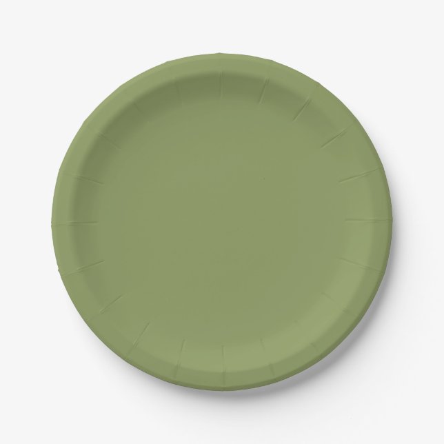Moss Green Solid Colour Paper Plate (Front)