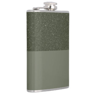 Moss Green Speckled Top Custom Vinyl Wrapped Flask