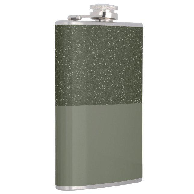 Moss Green Speckled Top Custom Vinyl Wrapped Flask (Right)
