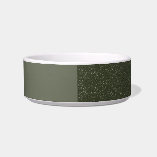 Moss Green Split Panel Pet Bowl – Customisable (Front)