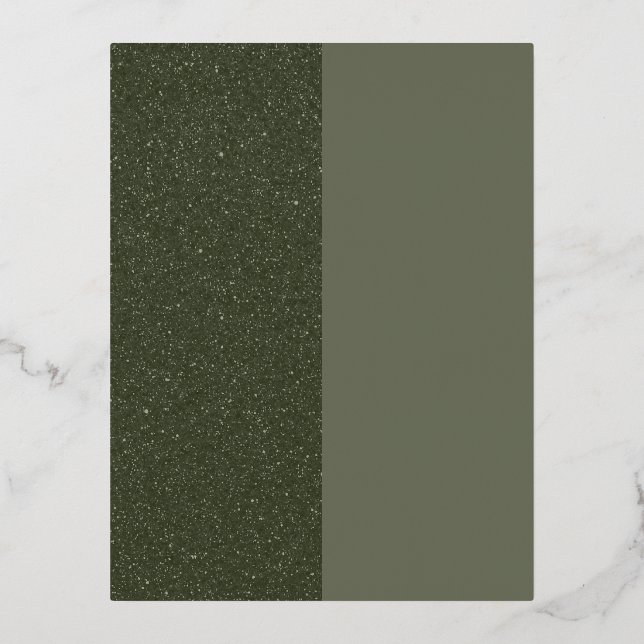 Moss Green Split Texture Foil Invitation Postcard (Front)