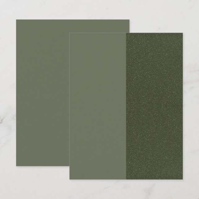 Moss Green Split Textured Flat Save The Date Card (Front/Back)