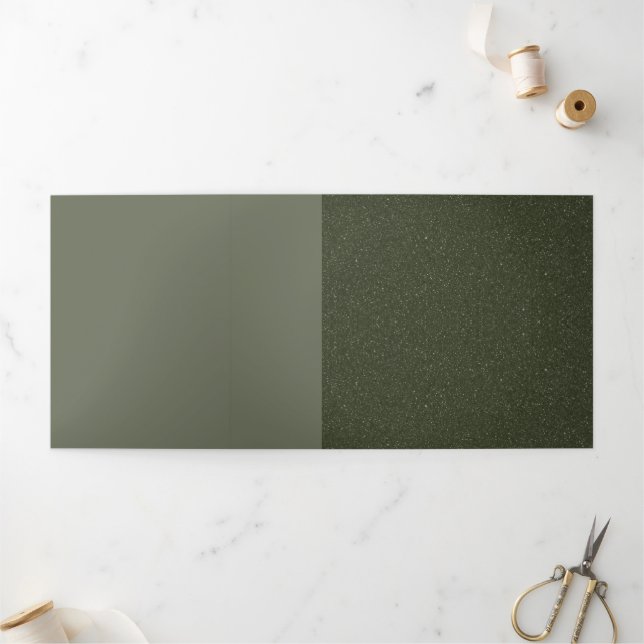 Moss Green Split Trifold Invitation – Customisable (Outside)