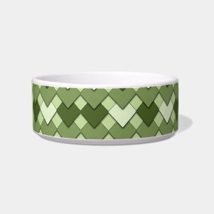 Moss Green Square and Diamond Harlequin Pattern Bowl