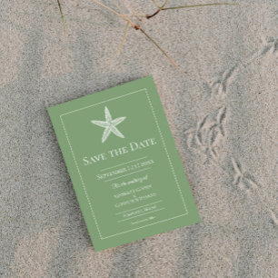 Moss Green Starfish Monogram Photo Save The Date