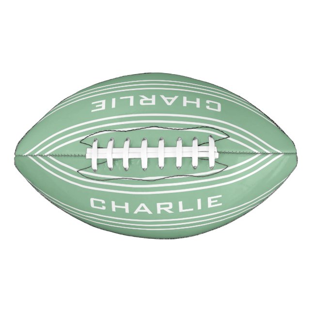Moss Green Stripes custom monogram football (Front)