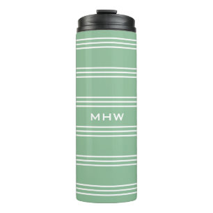 Moss Green Stripes custom monogram tumbler