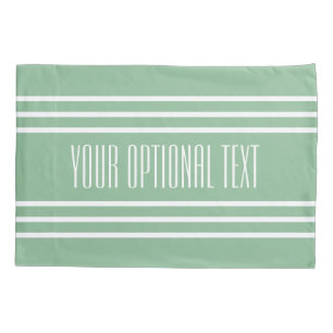 Moss Green Stripes custom text pillow cases