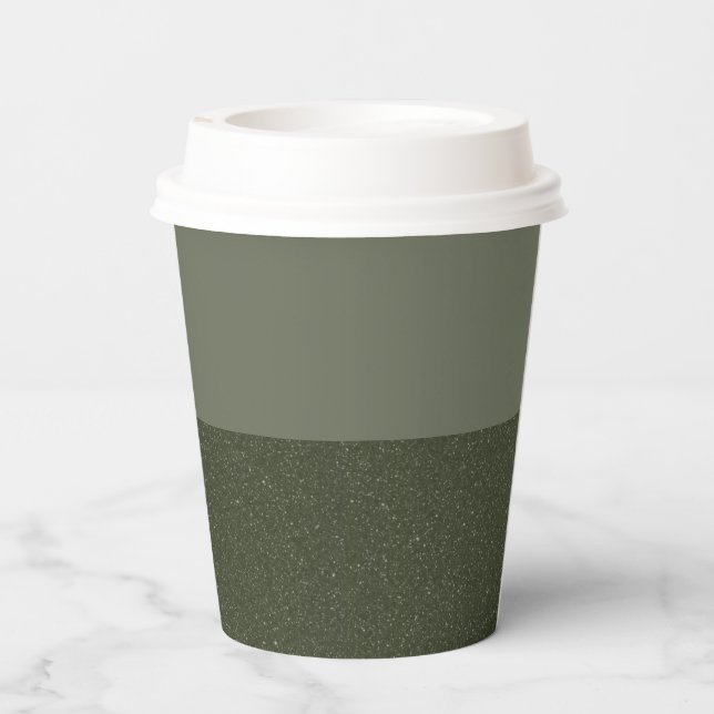 Moss Green Textured Custom Paper Cup (Back)