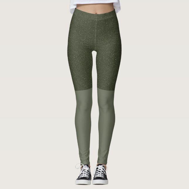 Moss Green Textured Leggings – Customisable (Front)