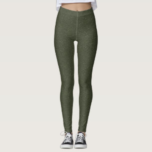 Moss Green Textured Look Leggings – Customisable
