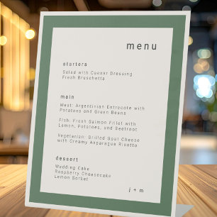 Moss Green wedding menu Pedestal Sign