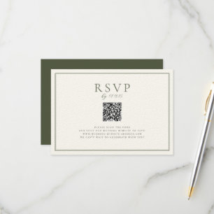 Moss Green Wedding QR Code RSVP Card