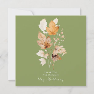 Moss Green Whispers of Fall Bridal Shower Thank Invitation