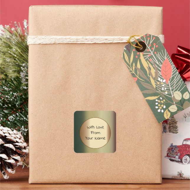Moss Green with Lemon  Personal Message Gift Label (Holiday)