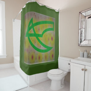 Moss green with lemon shower curtain