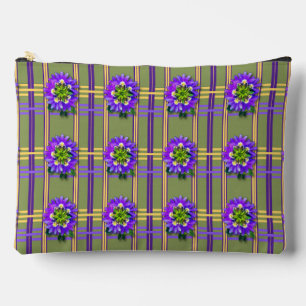 Moss Green with Purple Flowers Accessory Pouch