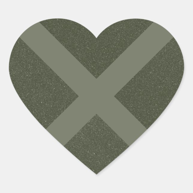 Moss Green X Heart Sticker (Front)