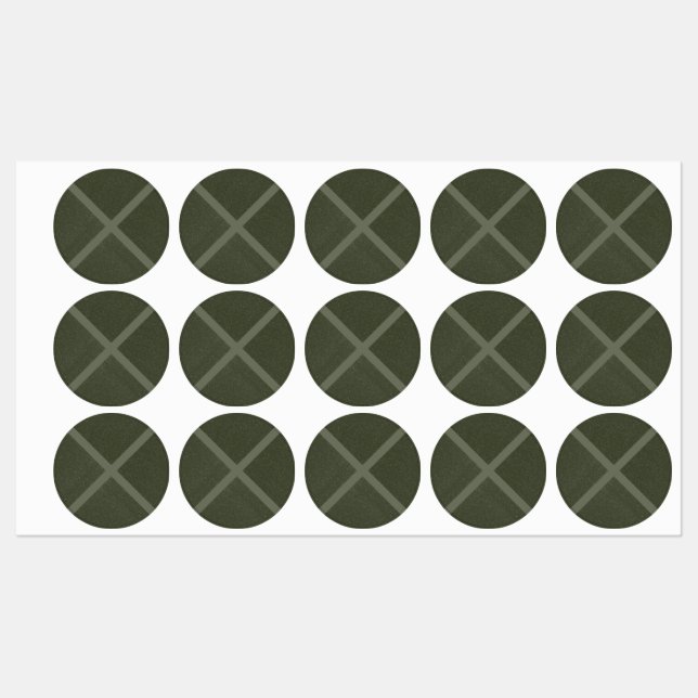 Moss Green X-Pattern Round Stickers Labels (Sheet)