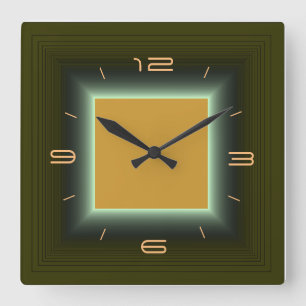 Moss Green/Yellow Orange>Wall Clock