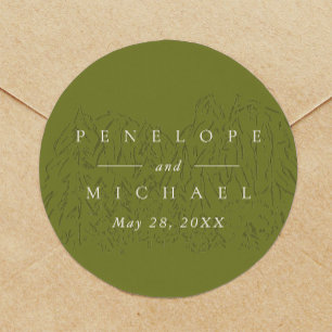 Moss Green Yosemite National Park Wedding Favour Classic Round Sticker