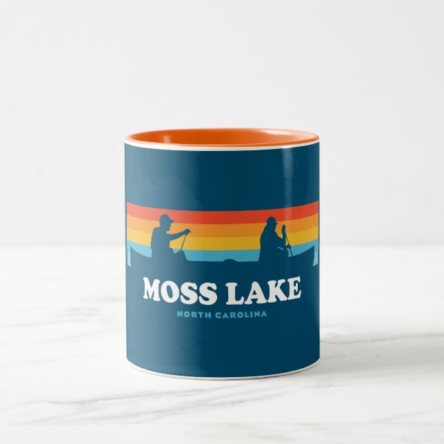 Moss Lake North Carolina Canoe Two-Tone Coffee Mug (Center)