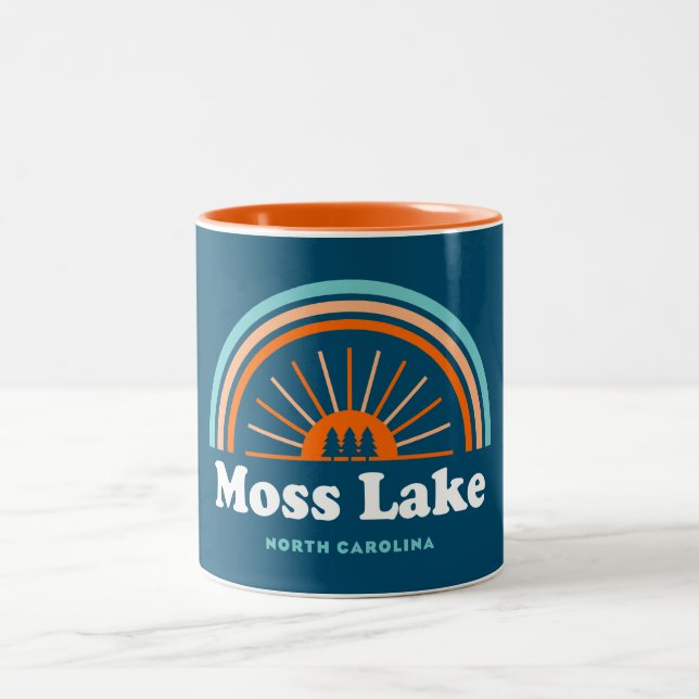 Moss Lake North Carolina Rainbow Two-Tone Coffee Mug (Center)
