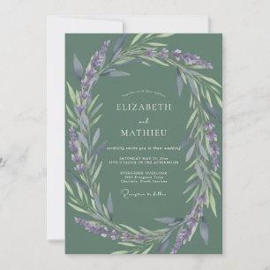 Moss Lilac Leafy Wedding Invitation