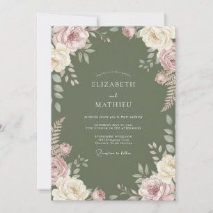 Moss Lilac Mauve Ranunculus Wedding Invitation
