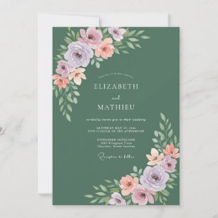 Moss Lilac Painted Wedding Invitation