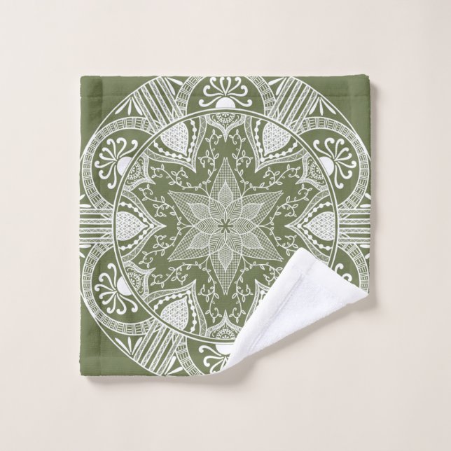 Moss Mandala Bath Towel Set (Wash Cloth)