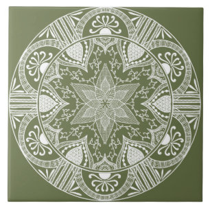 Moss Mandala Ceramic Tile
