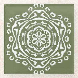 Moss Mandala Glass Coaster