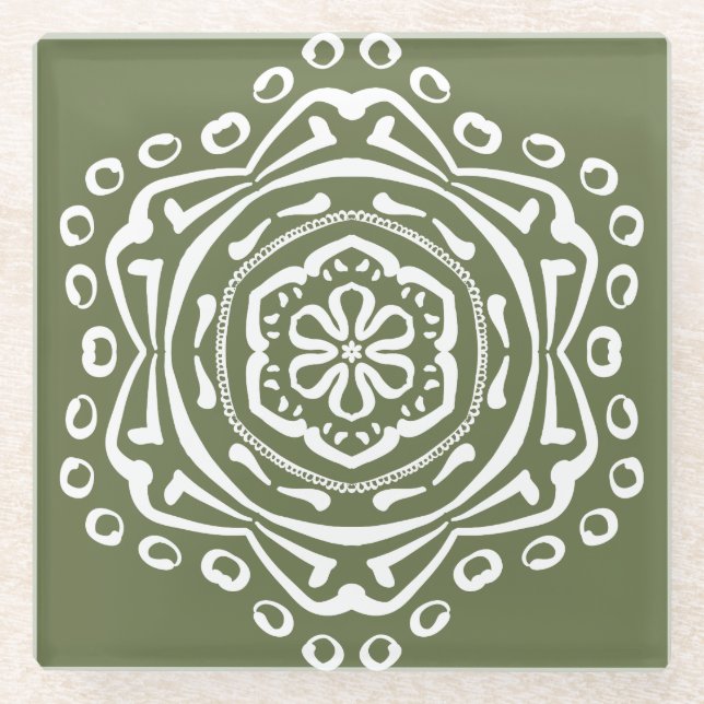 Moss Mandala Glass Coaster (Front)
