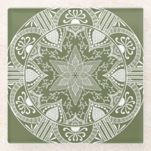 Moss Mandala Glass Coaster
