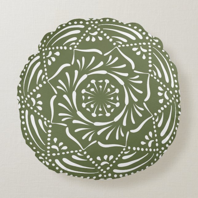 Moss Mandala Round Cushion (Front)