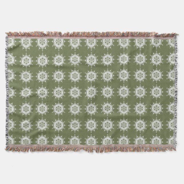 Moss Mandala Throw Blanket (Front)