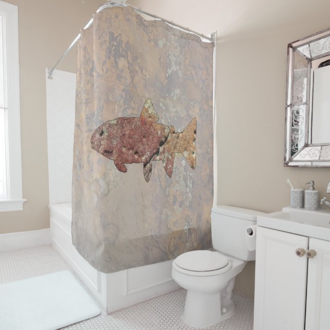 Moss Rock Trout Shower Curtain (In Situ)