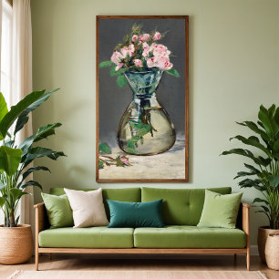 Moss Roses in a Vase Poster