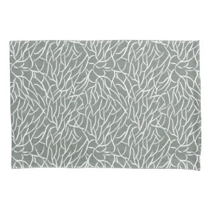 Moss sage green boho bare coral branches pillowcase