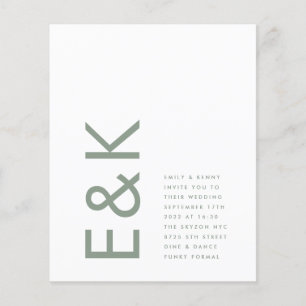 Moss Sage Green Modern Budget Monogram Wedding Flyer