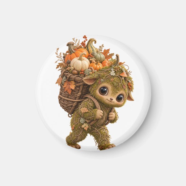 Moss Sprite Pumpkin Keychain Magnet (Front)