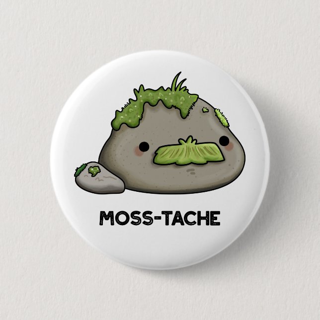Moss-tache Funny Moustache Pun  6 Cm Round Badge (Front)