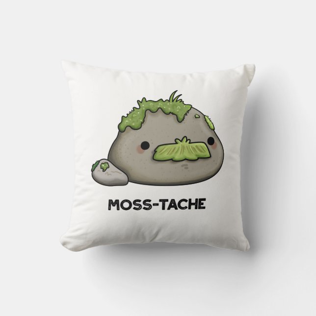 Moss-tache Funny Moustache Pun  Cushion (Front)