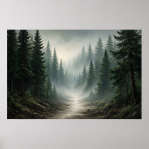 Moss Veil Sanctuary Misty Forest Path Poster