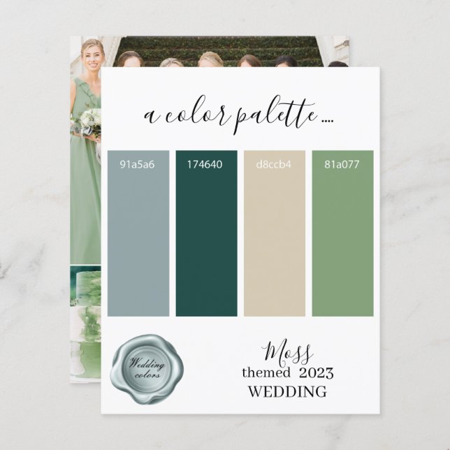 Moss Wedding colours Palette Card 2023 (Front/Back)